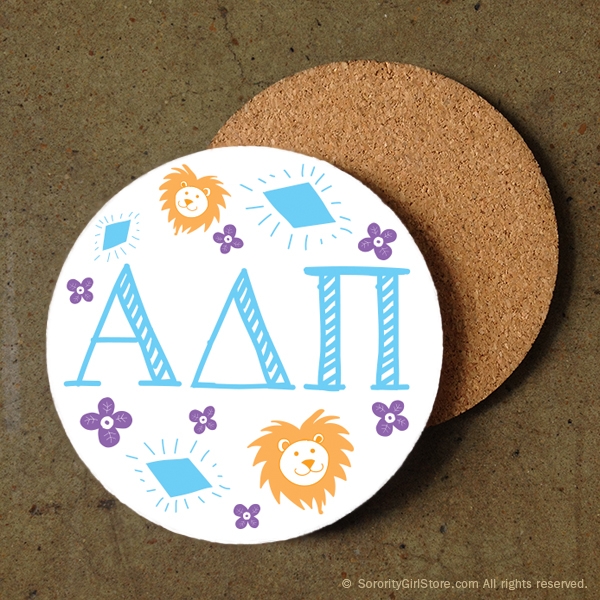 Alpha Delta Pi Coaster Set - Doodles